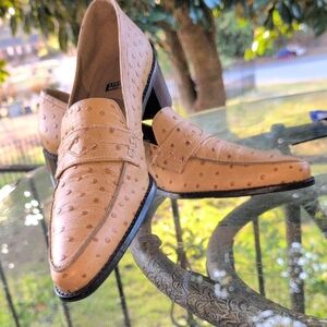 Elegant Tan Leather Slip-On Loafers with Textured Design